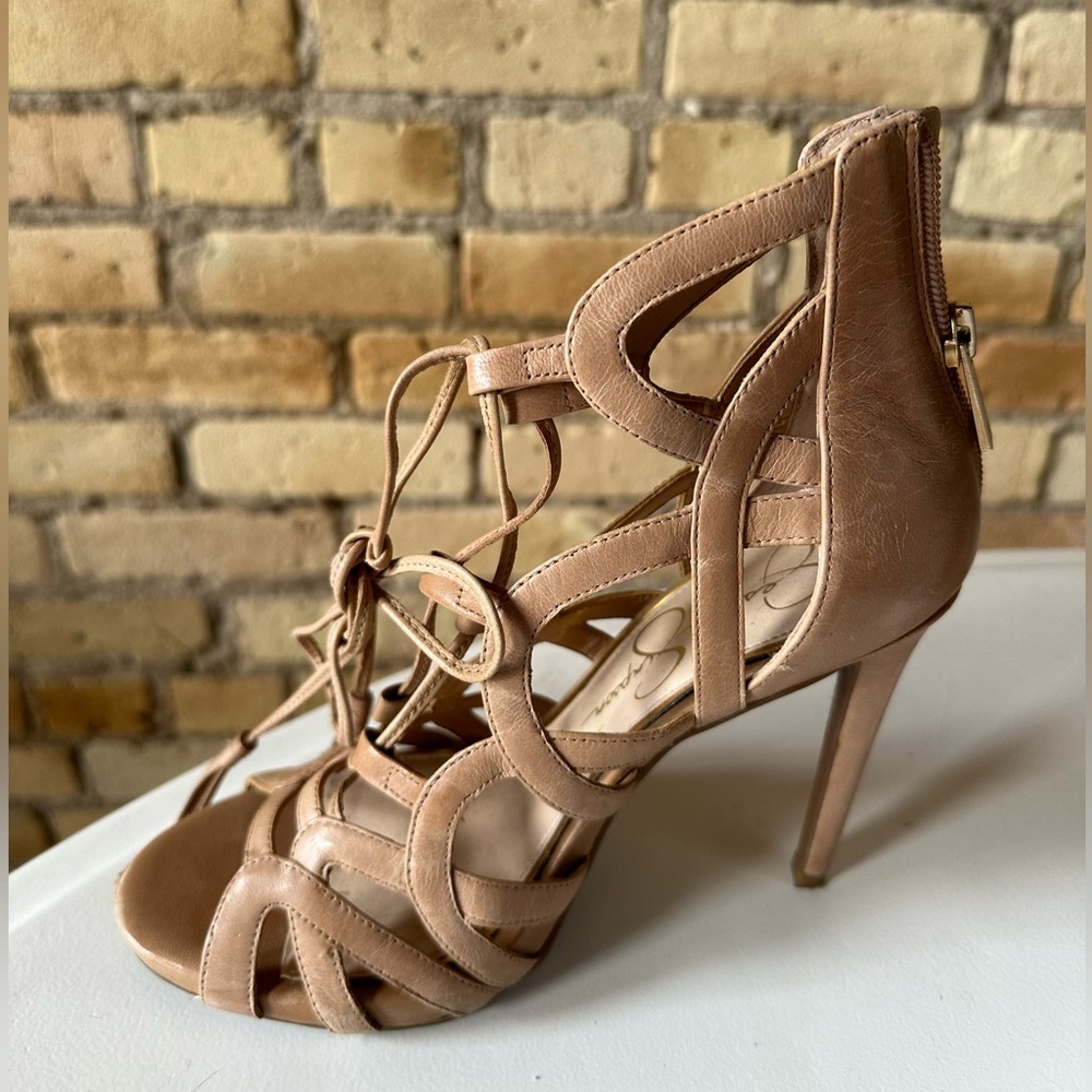 Jessica Simpson nude lace up heels